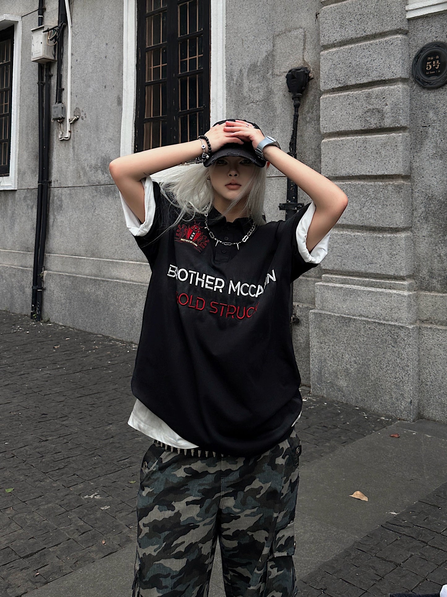 Washed Dirty Effect Design Polo Short Sleeve T-Shirt WN18129