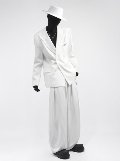 Metal Decor Jacket & Wide Leg Trousers Setup WN23668