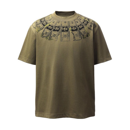 Dollar Bill Collar Print Short Sleeve T-Shirt WN26824