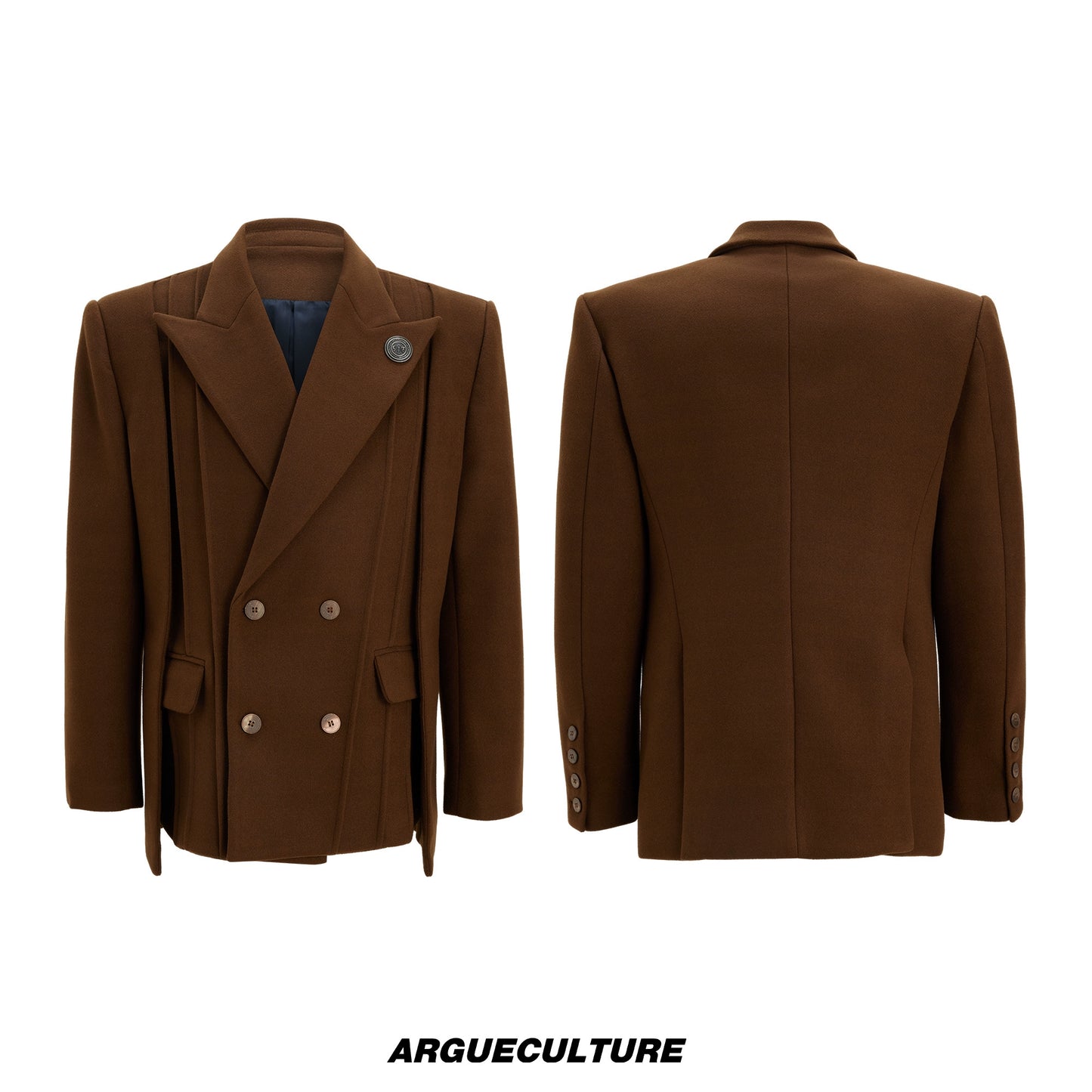 Colorblock Fake Layered Tailored Jacket & Fake Layered Trousers Setup WN22610