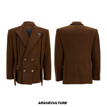 Colorblock Fake Layered Tailored Jacket & Fake Layered Trousers Setup WN22610