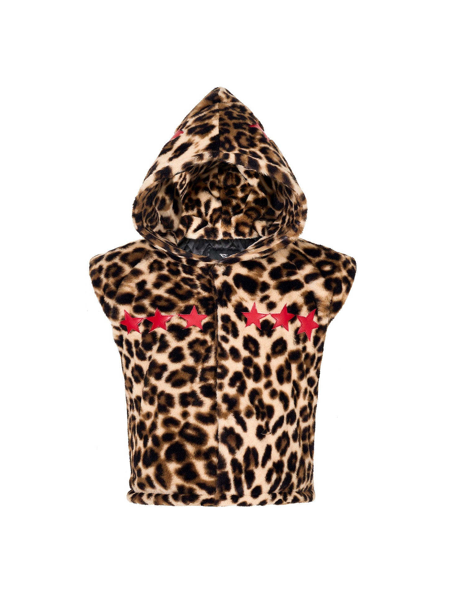 Leopard Fake Fur Hooded Vest WN22144