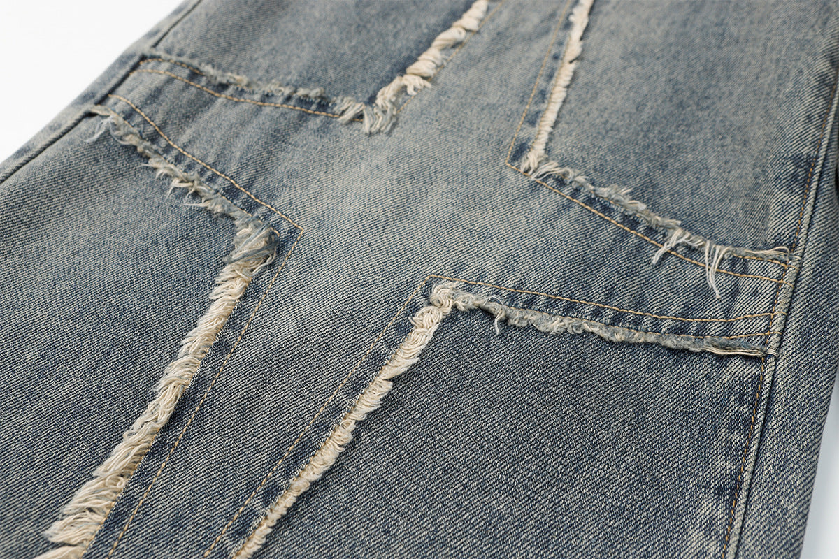 Panel Design Wide Leg Denim Jeans WN25497
