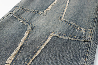 Panel Design Wide Leg Denim Jeans WN25497