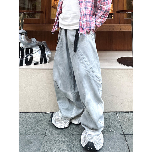 Washed Deconstructed Wide Leg Pants WN23036