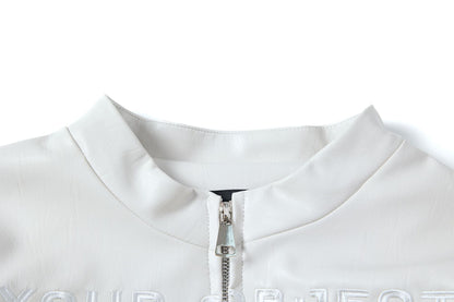 Deconstruction Letter Patch PU Leather Jacket WN25981