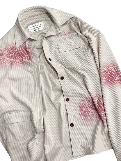 Pocket Design Corduroy Spray Print Long Sleeve Shirt WN18921