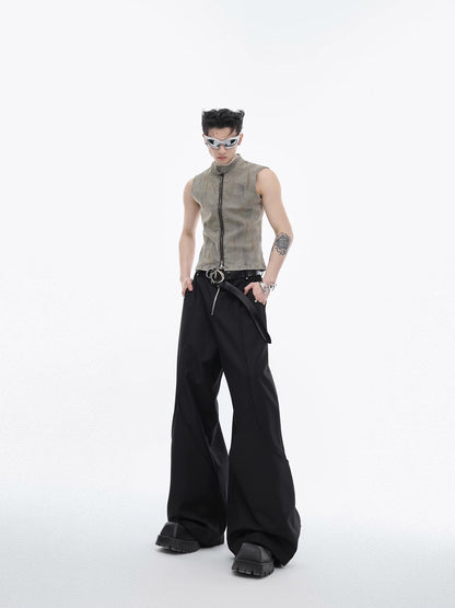 3D Cut Double Layered Patchwork Wide Leg Trousers WN6500