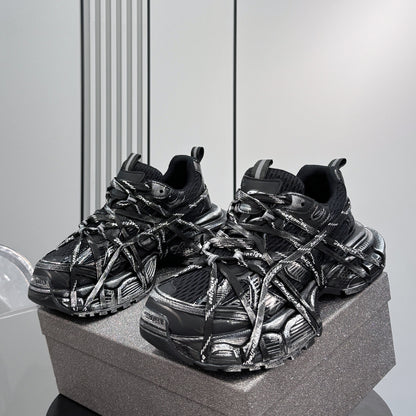 Metallic Strap Panel Chunky Sole Sneakers WN24618