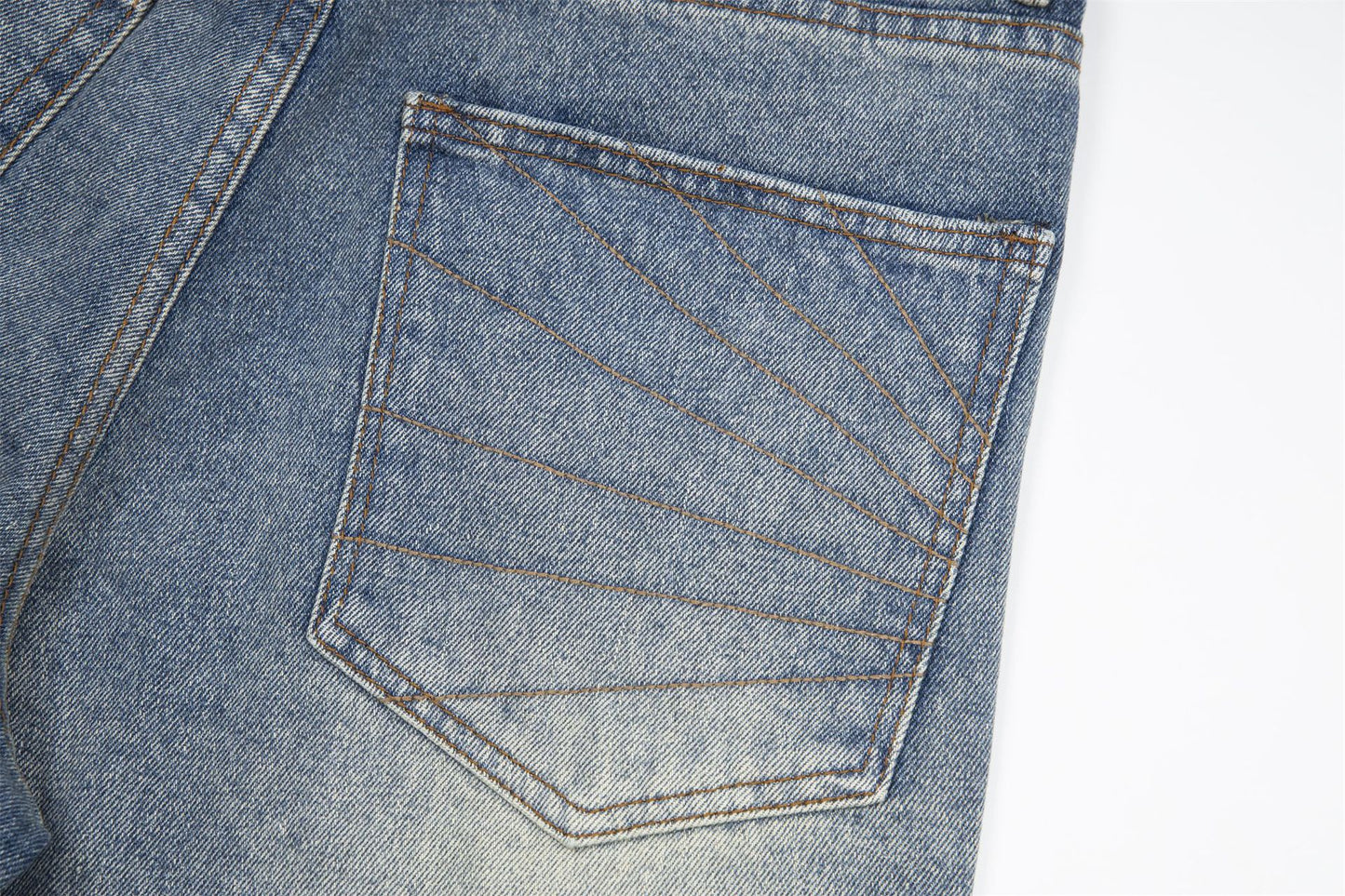 Panel Washed Denim Half Jeans WN26967