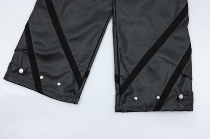 PU Leather Wide-Leg Cargo Pants WN11265