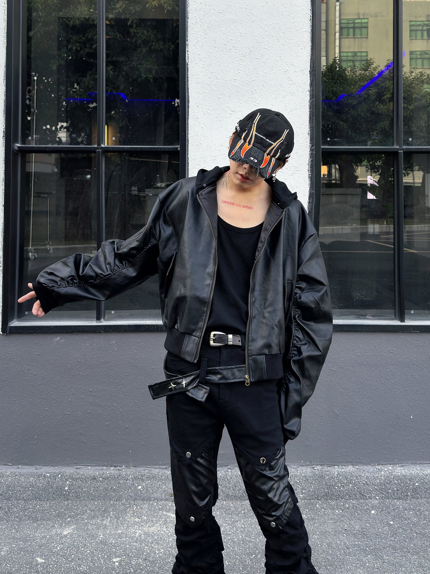 Heavyweight Wrinkle PU Leather Jacket WN23008