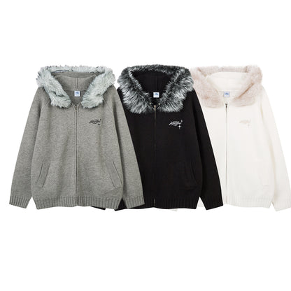 Colorblock Zipper Knit Hoodie WN21848