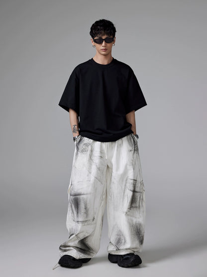 Drawstring Washed Wide-Leg Cargo Pants WN13321