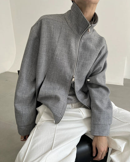 Two-Way Zipper Oversize Minimalist Jacket WN21489