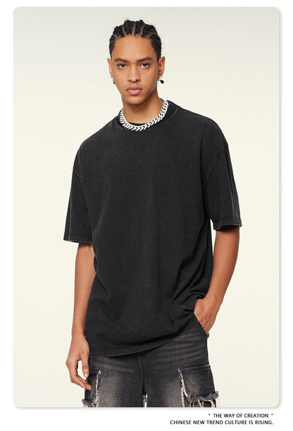 Washed Oversize Short-sleeve T-shirt WN6457
