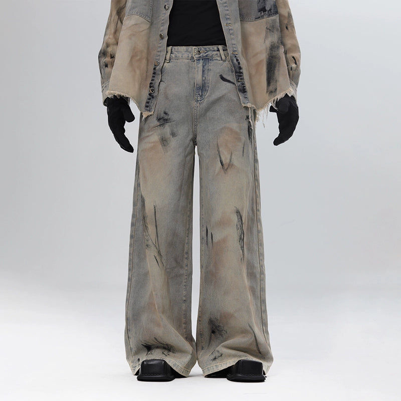Deconstructed Gradient Denim Jacket & Denim Jeans Setup WN18662
