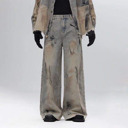 Deconstructed Gradient Denim Jacket & Denim Jeans Setup WN18662