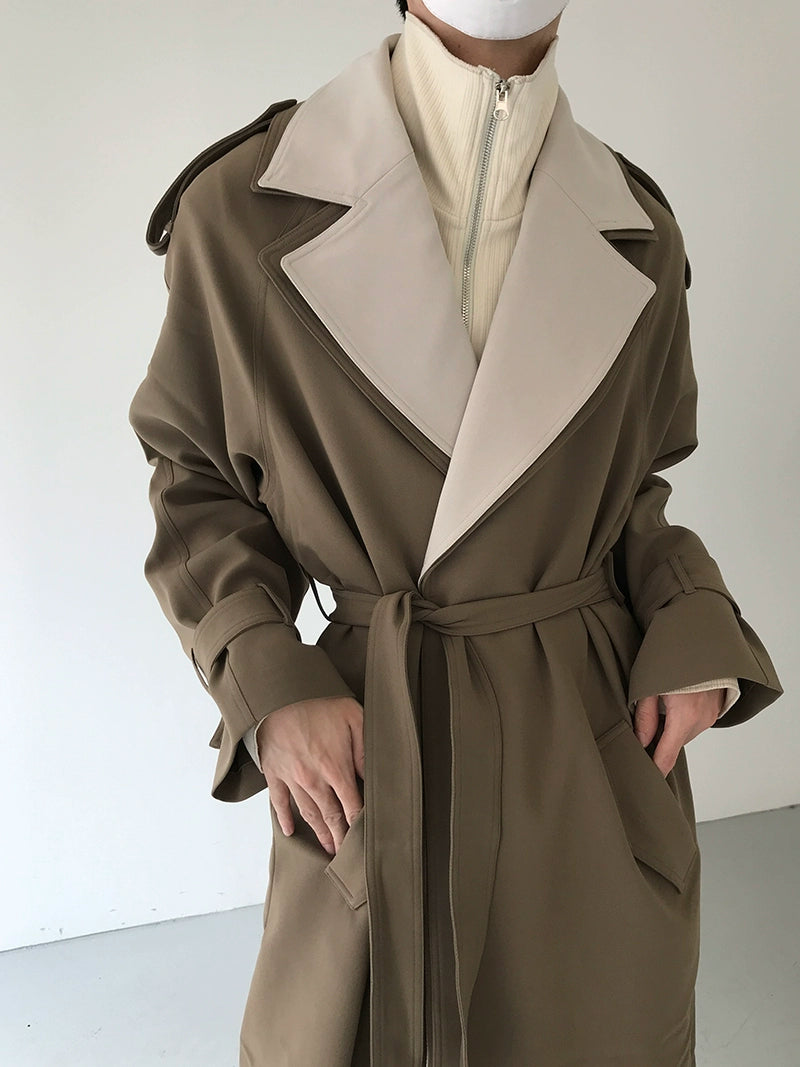 Colorblock Double Layer Long Coat WN21603