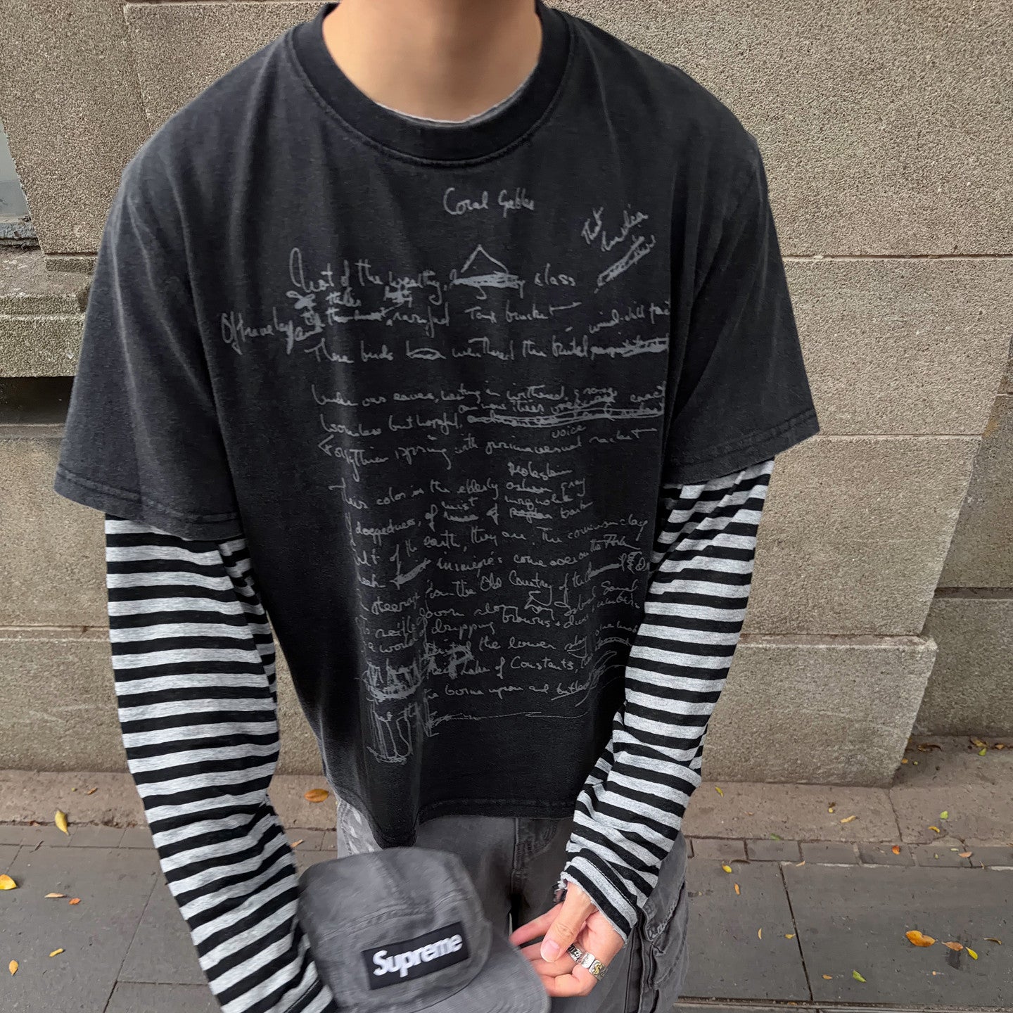 Washed Letter Print Oversize Short Sleeve T-Shirt WN24368