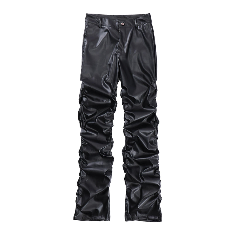 Ruched PU Leather Pants WN10330