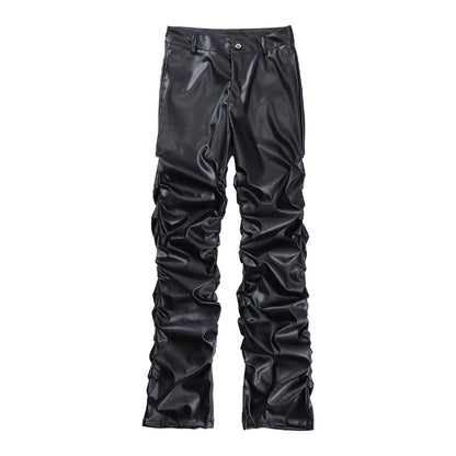 Ruched PU Leather Pants WN10330