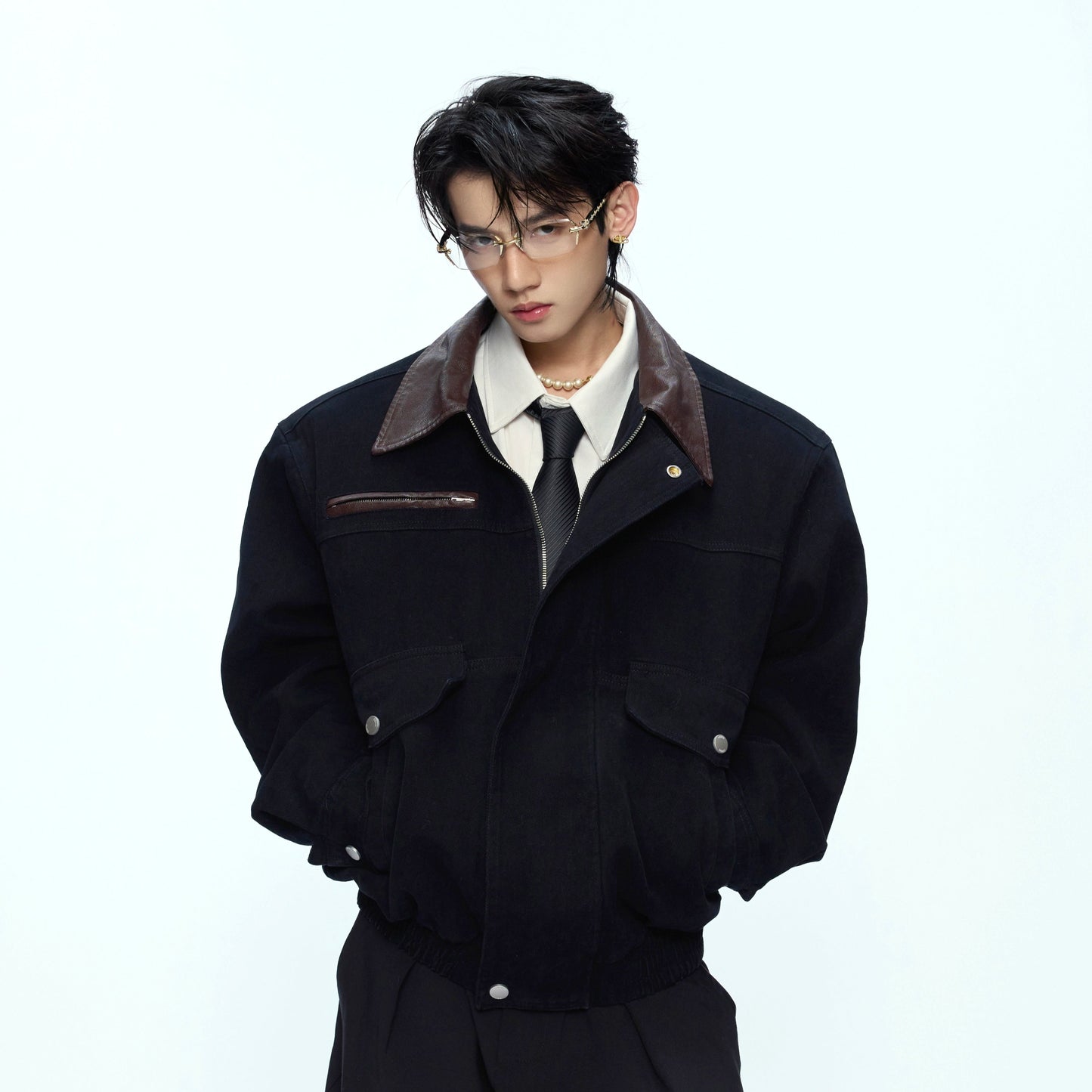 Contrast-Collar Pocket Cargo Jacket WN21221