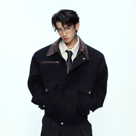 Contrast-Collar Pocket Cargo Jacket WN21221