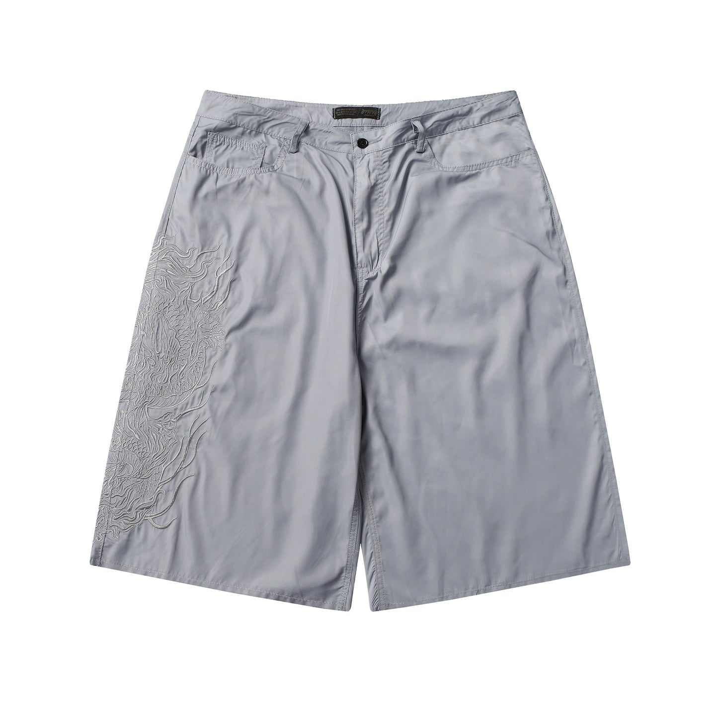 Dragon Embroidery Ultra-Thin Quick-Dry Wide Leg Half Pants WN18512