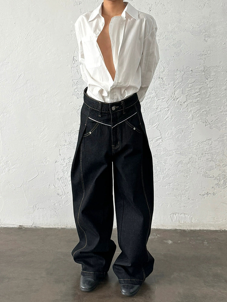 Minimalist Design Double Placket Layered Button Long Sleeve Shirt WN20006