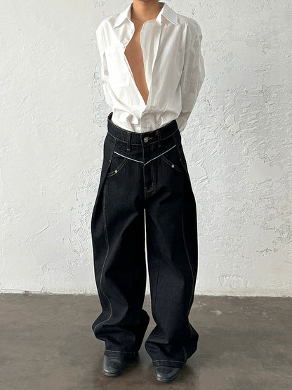 Minimalist Design Double Placket Layered Button Long Sleeve Shirt WN20006