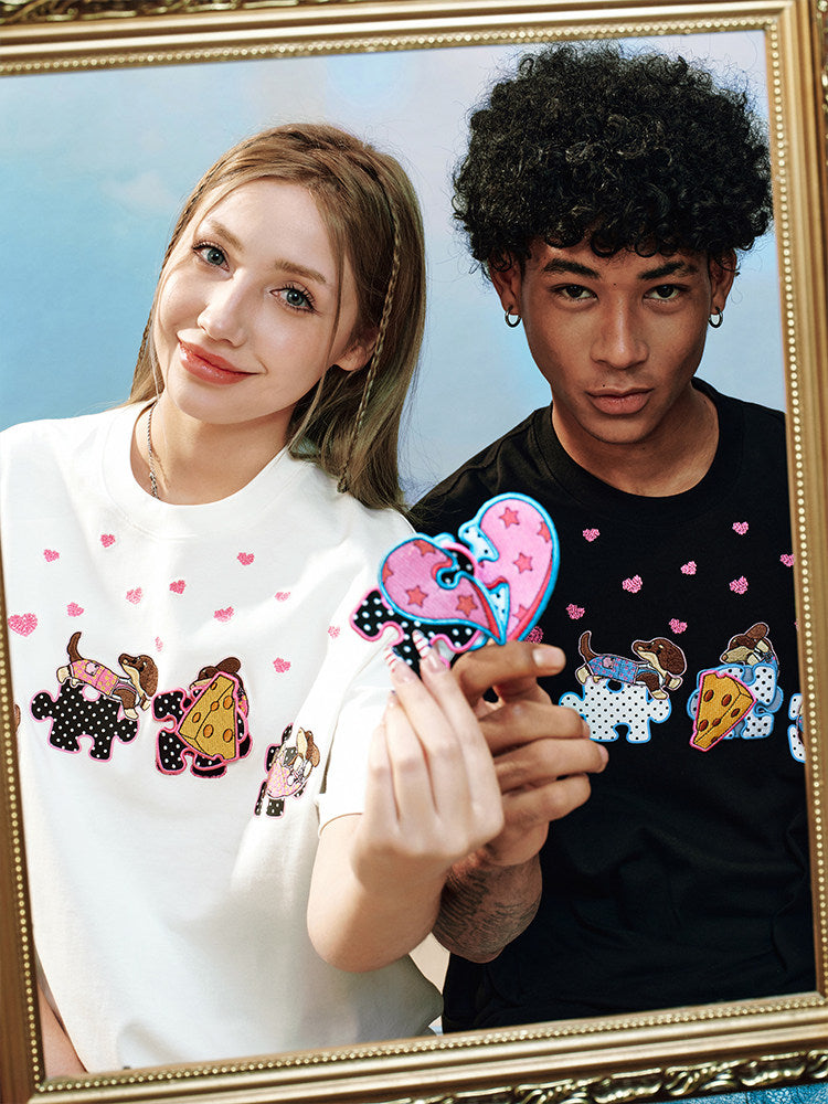 Puzzle Detachable Print Short Sleeve T-Shirt WN23230