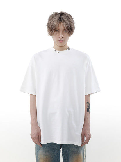 Oversize Washed Metal Buckle Short Sleeve T-shirt WN7516