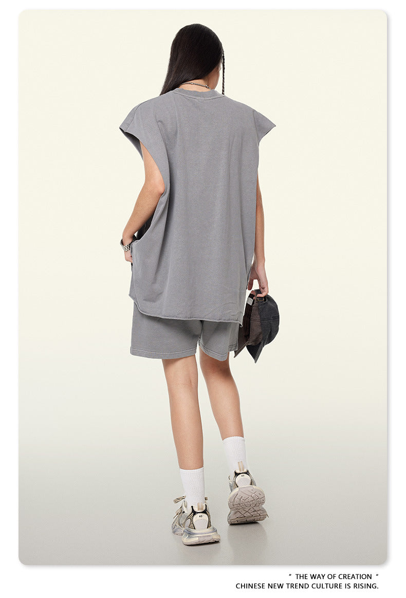 Washed Oversize Sleeveless T-Shirt WN6069