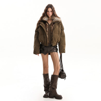 Fake Fur Trim Fake Layered Oversize Puffer Jacket WN27933