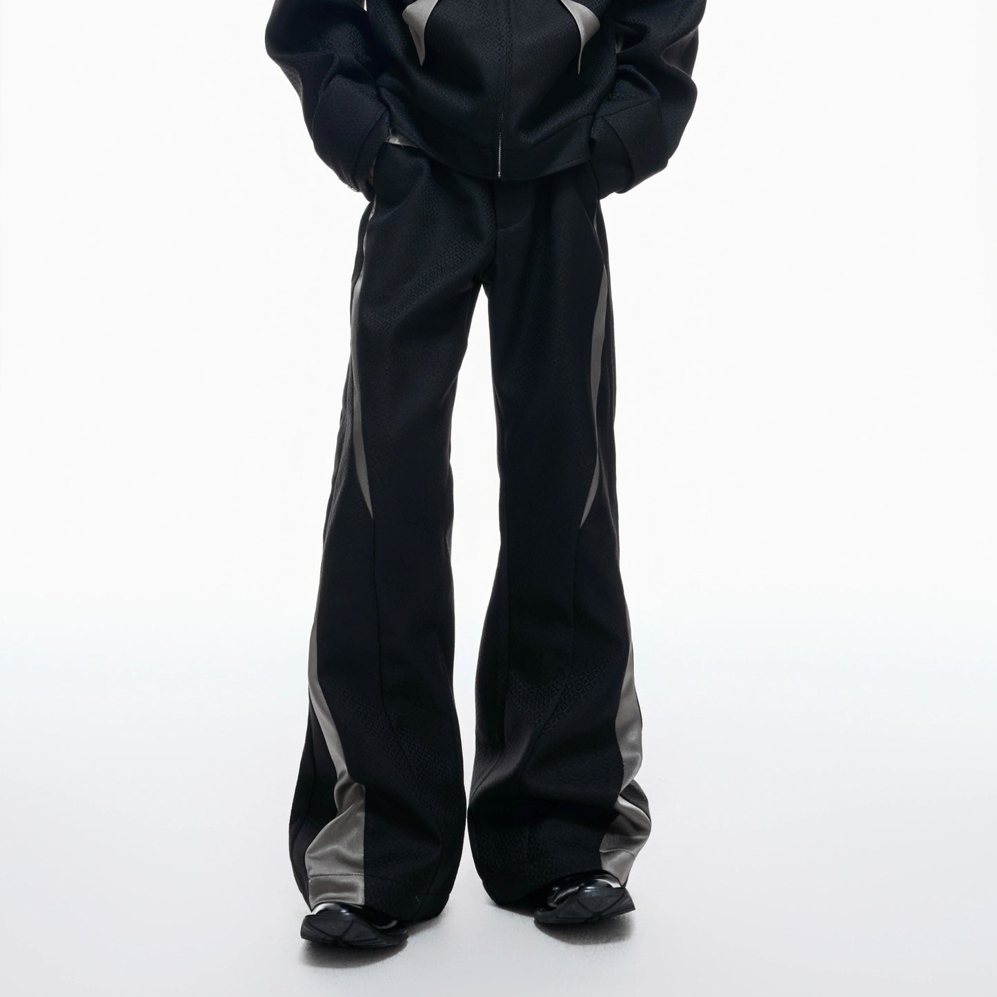 Colorblock Patchwork Jacket & Flare Trousers Setup WN20545