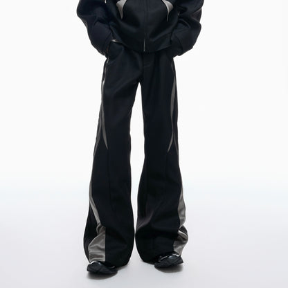 Colorblock Patchwork Jacket & Flare Trousers Setup WN20545