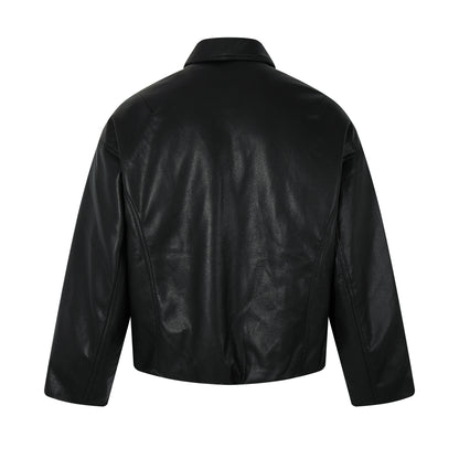 Fake Fur Collar Pockets Design PU Leather Jacket WN21900