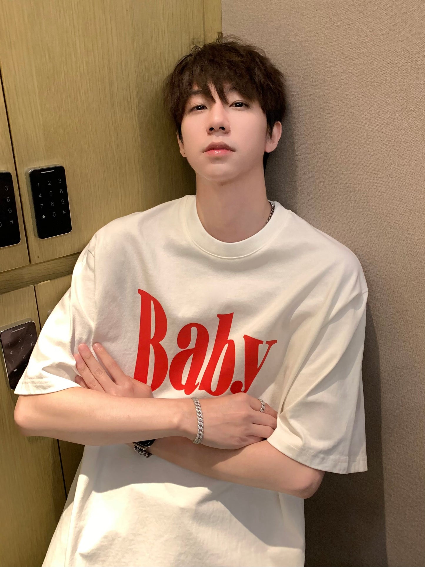 Heavyweight Letter Print Oversize Short Sleeve T-Shirt WN25277