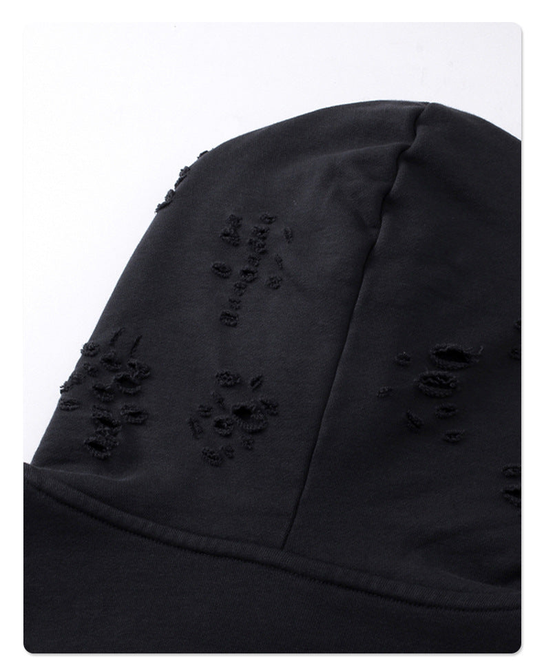 Oversize Damage Double Zipper Hoodie WN9975