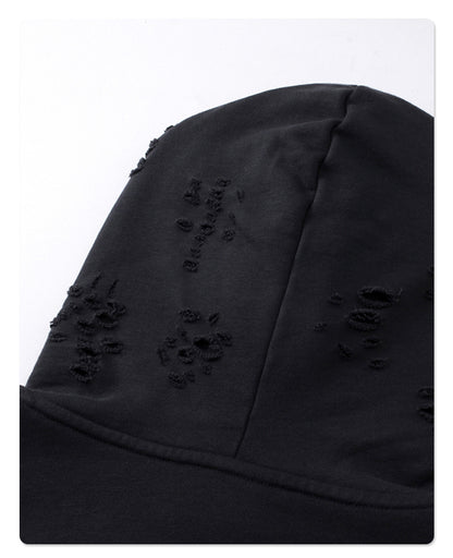 Oversize Damage Double Zipper Hoodie WN9975