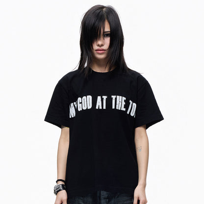 Damage Letter Print Cropped Short Sleeve T-Shirt WN27312