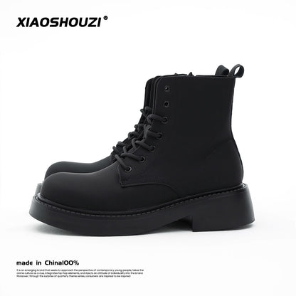 Round Toe Lace Up Matte Martin Boots WN6816