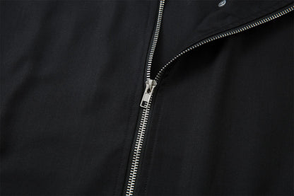 Stand Neck Zipper Structured Short Sleeve Shirt Jacket WN26873