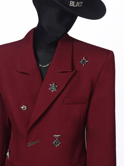Metal Decoration Shoulder-pad Tailored Jacket WN23770