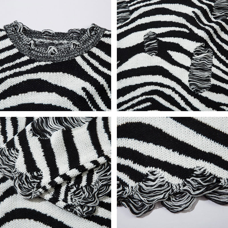 Zebra Print Oversize Knit Sweater WN11419