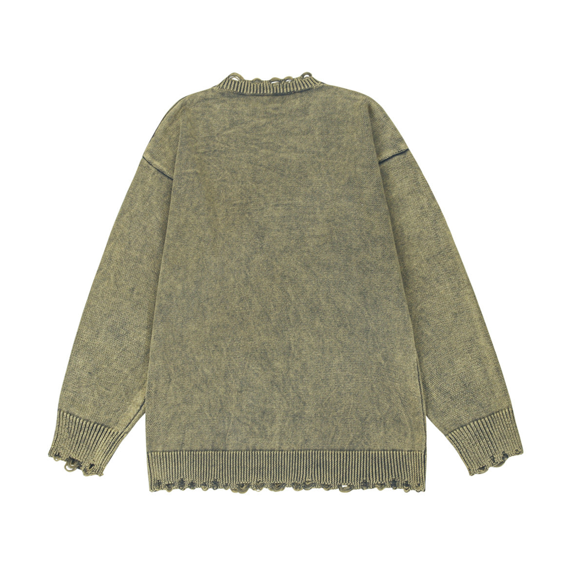 Washed Damage Oversize Knit Sweater WN11132