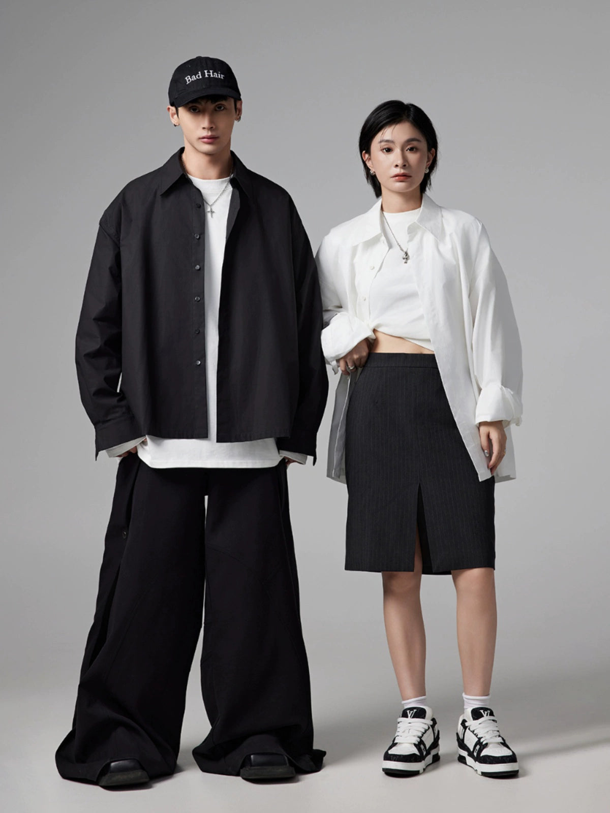 Stitch Design Oversize Long Sleeve Shirt WN13327