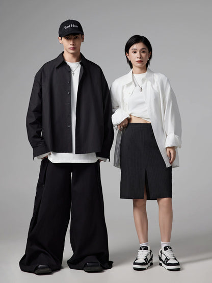 Stitch Design Oversize Long Sleeve Shirt WN13327