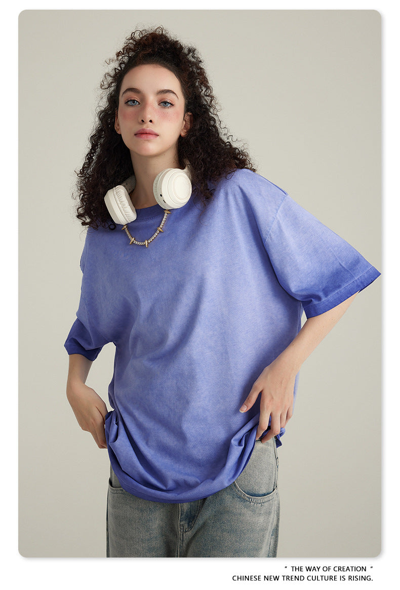 Washed Gradient Pure Cotton Sleeveless T-Shirt WN6075